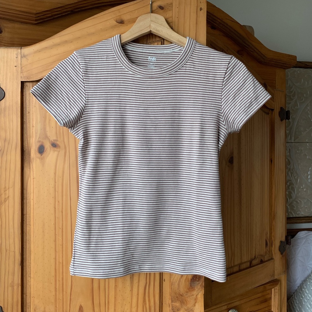 Simons Twik Striped Beige and Brown Women's Tee-shirts